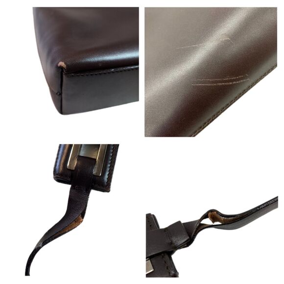Gucci - Dark Brown Structured Leather & Silver Accent Vintage Shoulder Bag VGUC - Picture 9 of 12